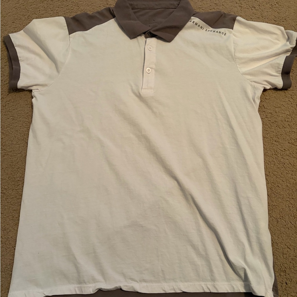 NWOT Armani Exchange Men's Polo in White and Gray